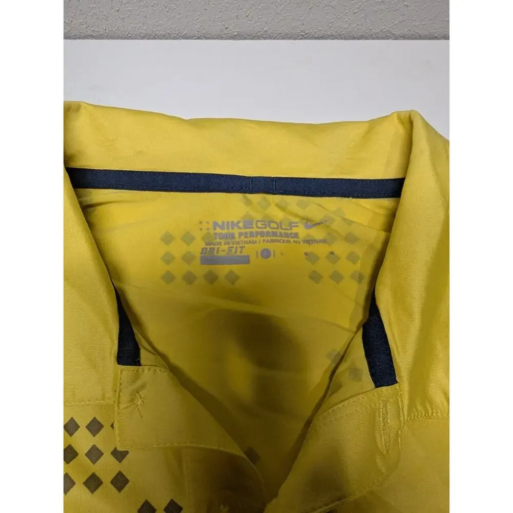 Nike Large Dri-FIT Men's Yellow Golf Polo Shirt Regular Fit Short Sleeve Lg
